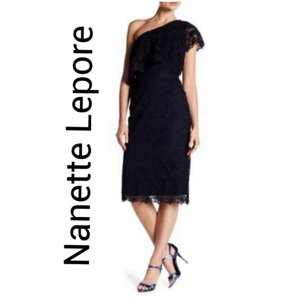Nanette Lepore One Shoulder Sheath Dress. SZ 16